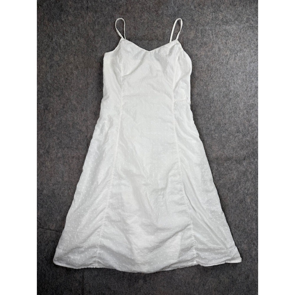 Old Navy Womens White Swiss Dot Midi Dress V-Neck Smocked Back Size M - Picture 1 of 6